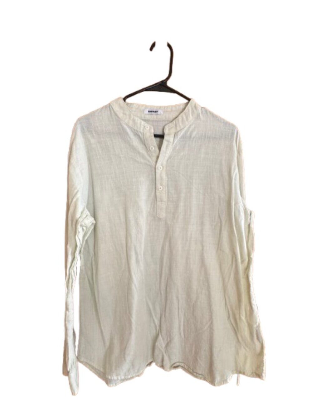 Coofandy, Collarless shirt, 3/4 button, long-sleeve men's shirt - Linen/cotton - Picture 2 of 4